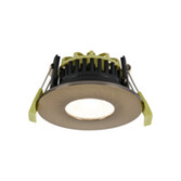 Photograph: Idolite Imre 4/6/8W: Triac Dimmable 4CCT LED Fire Rated Downlight: Antique Brass Fascia: Cut Out: 70mm: 400/600/800lm: 60 Deg: IP65 DRIVER INC. 5yrs Wrnty