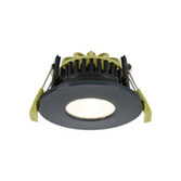 Photograph: Idolite Imre 4/6/8W: Triac Dimmable 4CCT LED Fire Rated Downlight: Charcoal Fascia: Cut Out: 70mm: 400/600/800lm: 60 Deg: IP65 DRIVER INC. 5yrs Wrnty