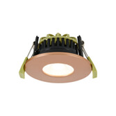 Photograph: Idolite Imre 4/6/8W: Triac Dimmable 4CCT LED Fire Rated Downlight: Copper Fascia: Cut Out: 70mm: 400/600/800lm: 60 Deg: IP65 DRIVER INC. 5yrs Wrnty