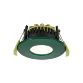 Photograph: Idolite Imre 4/6/8W: Triac Dimmable 4CCT LED Fire Rated Downlight: Dark Green Fascia: Cut Out: 70mm: 400/600/800lm: 60 Deg: IP65 DRIVER INC. 5yrs Wrnty