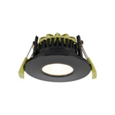 Photograph: Idolite Imre 4/6/8W: Triac Dimmable 4CCT LED Fire Rated Downlight: Gloss Black Fascia: Cut Out: 70mm: 400/600/800lm: 60 Deg: IP65 DRIVER INC. 5yrs Wrnty
