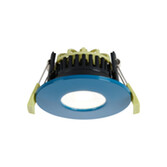 Photograph: Idolite Imre 4/6/8W: Triac Dimmable 4CCT LED Fire Rated Downlight: Midnight Blue Fascia: Cut Out: 70mm: 400/600/800lm: 60 Deg: IP65 DRIVER INC. 5yrs Wrnty