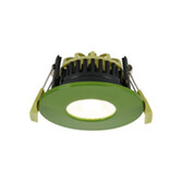 Photograph: Idolite Imre 4/6/8W: Triac Dimmable 4CCT LED Fire Rated Downlight: Moss Green Fascia: Cut Out: 70mm: 400/600/800lm: 60 Deg: IP65 DRIVER INC. 5yrs Wrnty