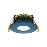 Photograph: Idolite Imre 4/6/8W: Triac Dimmable 4CCT LED Fire Rated Downlight: Ocean Blue Fascia: Cut Out: 70mm: 400/600/800lm: 60 Deg: IP65 DRIVER INC. 5yrs Wrnty