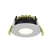 Photograph: Idolite Imre 4/6/8W: Triac Dimmable 4CCT LED Fire Rated Downlight: Platinum Silver Fascia: Cut Out: 70mm: 400/600/800lm 60 Deg: IP65 DRIVER INC 5yrs Wrnty