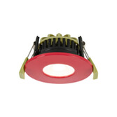 Photograph: Idolite Imre 4/6/8W: Triac Dimmable 4CCT LED Fire Rated Downlight: Strawberry Fascia: Cut Out: 70mm: 400/600/800lm: 60 Deg: IP65 DRIVER INC. 5yrs Wrnty