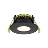 Photograph: Idolite Imre 4/6/8W: Triac Dimmable 4CCT LED Fire Rated Downlight: With Matt Black: Cut Out: 70mm: 400/600/800lm: 60 Deg: IP65 DRIVER INC.: 5yrs Wrnty