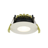 Photograph: Idolite Imre 4/6/8W: Triac Dimmable 4CCT LED Fire Rated Downlight: With Matt White: Cut Out: 70mm: 400/600/800lm: 60 Deg: IP65 DRIVER INC.: 5yrs Wrnty