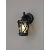 Photograph: Idolite Jada Sand Black Finish Exterior Wall Light C/W Clear Seeded Glass - IP44