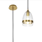 Photograph: Idolite Kali Ancient Brass Finish Single Pendant Light C/W Clear Glass