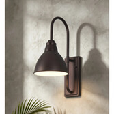 Photograph: Idolite Leek Oil Rubbed Brass Finish Outdoor Swan Neck Metal Station Lamp - Ip54
