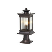 Photograph: Idolite Lichfield Oil Rubbed Brass Finish Exterior Post Lamp Complete With Clear Lined Glass - IP54