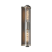 Photograph: Idolite Limasol Anthracite And Satin Nickel Bathroom 2 Light Wall Light Complete With Clear Ribbed Glass Shade