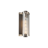 Photograph: Idolite Limasol Anthracite And Satin Nickel Bathroom Wall Light Complete With Clear Ribbed Glass Shade