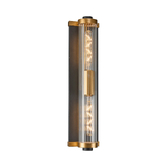 Photograph: Idolite Limasol Black And Gold Bathroom 2 Light Wall Light Complete With Clear Ribbed Glass Shade