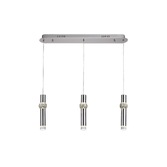 Photograph: Idolite Limehouse Polished Chrome/Crystal Led 3 Light Linear Pendant - 3000K