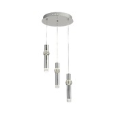 Photograph: Idolite Limehouse Polished Chrome/Crystal Led 3 Light Pendant - 3000K