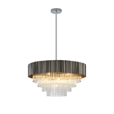 Photograph: Idolite Lumi Fixed Pendant: 11 Light G9: Oxidised Grey/Polished Chrome/Clear Glass