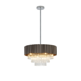 Photograph: Idolite Lumi Fixed Pendant: 9 Light G9: Oxidised Coffee/Polished Chrome/Clear Glass