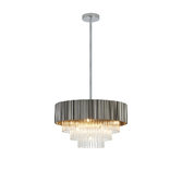 Photograph: Idolite Lumi Fixed Pendant: 9 Light G9: Oxidised Grey/Polished Chrome/Clear Glass