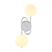 Photograph: Idolite Lynch Polished Chrome Flush 2 Light Bathroom Wall Light Complete With Opal Glasses - IP44