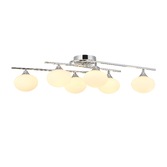 Photograph: Idolite Lynch Polished Chrome Flush 6 Light Bathroom Ceiling Light Complete With Opal Glasses - IP44