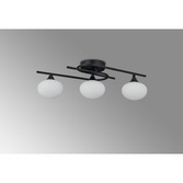 Photograph: Idolite Lynch Satin Black Flush 3 Light Bathroom Ceiling Light Complete With Opal Glasses - IP44