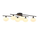 Photograph: Idolite Lynch Satin Black Flush 6 Light Bathroom Ceiling Light Complete With Opal Glasses - IP44