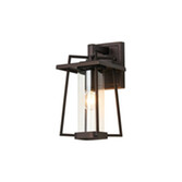 Photograph: Idolite Malvern Trapezium Frame Downward Facing Exterior Wall Light In oil Rubbed Brass Ginish Complete With Clear Glass - IP54