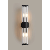 Photograph: Idolite Million 2 Light Satin Black Up And Down Crystal Bathroom Wall Light - IP44