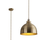 Photograph: Idolite Musala Antique Brass Large Single Pendant Light With Satin Nickel & Gold Detailing