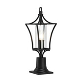 Photograph: Idolite Nantwich Downward Facing Black Curved Frame Outdoor Post Light Complete WIth Clear Cylindrical Glass - IP54