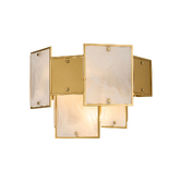 Photograph: Idolite Natron Switched Wall Light White Glass Alabaster & Metal: 2 x E14: Gold/White Frosted