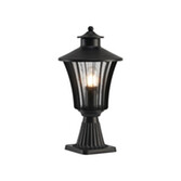 Photograph: Idolite Northwich Ribbed Curved Frame Rectangular Outdoor Post Light In Black Complete With Seeded Clear Glass - IP54