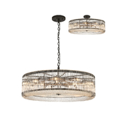 Photograph: Idolite Nuboda 100cm 15 Light Round Pendant Black With Clear Glass Rods