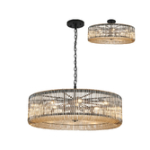 Photograph: Idolite Nuboda 100cm 15 Light Round Pendant Black With Smoke Brown Glass Rods