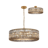 Photograph: Idolite Nuboda 100cm 15 Light Round Pendant Brass With Smoke Glass Rods