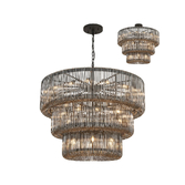 Photograph: Idolite Nuboda 100cm 32 Light 3 Tier Pendant Black With Smoke Glass Rods