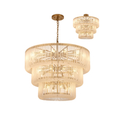 Photograph: Idolite Nuboda 100cm 32 Light 3 Tier Pendant Brass With Frosted Glass Rods