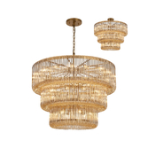 Photograph: Idolite Nuboda 100cm 32 Light 3 Tier Pendant Brass With Smoke Brown Glass Rods