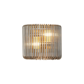 Photograph: Idolite Nuboda 22 x 12cm 2 Light Small Wall Light Brass With Smoke Glass Rods