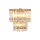 Photograph: Idolite Nuboda 32 x 18cm 3 Light Large Wall Light Brass With Clear Glass Rods