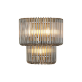 Photograph: Idolite Nuboda 32 x 18cm 3 Light Large Wall Light Brass With Smoke Glass Rods