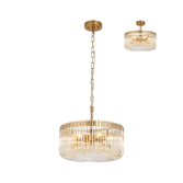 Photograph: Idolite Nuboda 40cm 6 Light Pendant In Brass Ceiling Light Complete With Clear Glass Rods