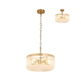 Photograph: Idolite Nuboda 40cm 6 Light Pendant In Brass Ceiling Light Complete With Frosted Glass Rods