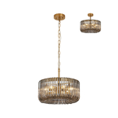 Photograph: Idolite Nuboda 40cm 6 Light Pendant In Brass Ceiling Light Complete With Smoke Glass Rods