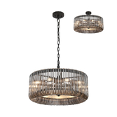Photograph: Idolite Nuboda 60cm Large 9 Light Pendant In Black Ceiling Light Complete With Smoke Glass Rods