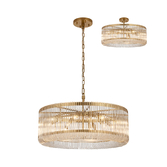 Photograph: Idolite Nuboda 78cm 12 Light Round Pendant Brass With Clear Glass Rods
