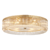 Photograph: Idolite Nuboda 78cm Extra Large 12 Light Flush Brass Finish Ceiling Light Complete With Clear Glass Rods