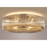 Photograph: Idolite Nuboda 78cm Extra Large 12 Light Flush Brass Finish Ceiling Light Complete With Smoke Brown Glass Rods